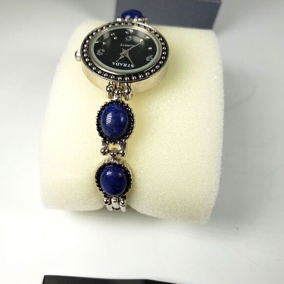 Woman\'s Stainless Steel Water Resistant Watch With Lapis Lazuli Stone 7 1/2 inch main image 6